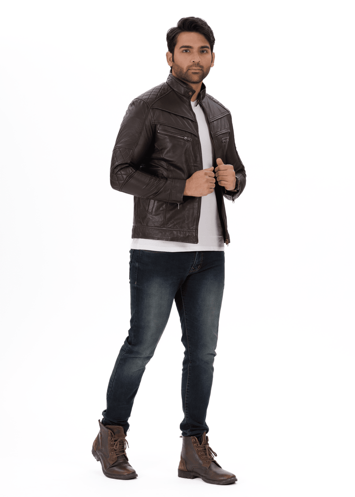 SportsFlex Black Genuine Leather Jacket