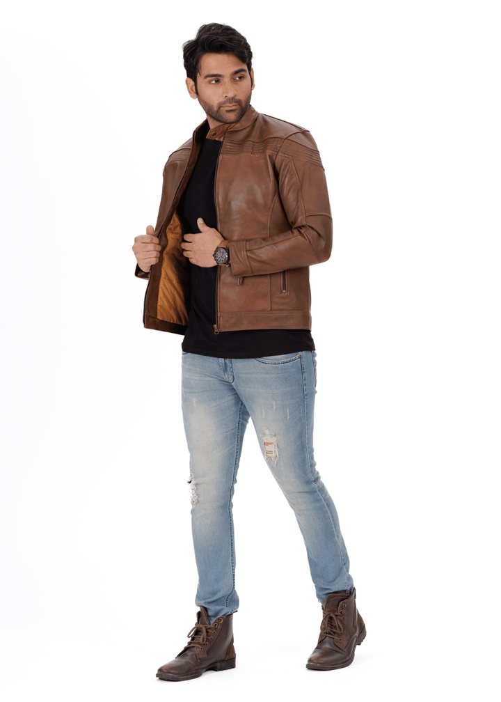 ShadowStreak Brown Genuine Leather Jacket