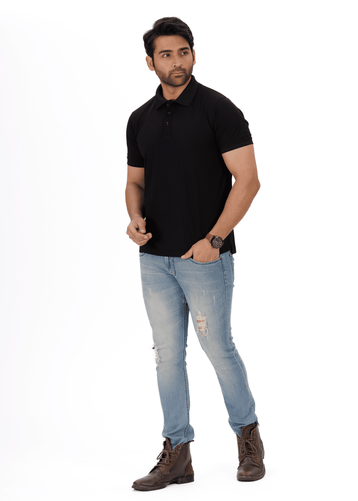 EverestWolf Black Honeycomb poleyster  Premium Polo T-Shirts