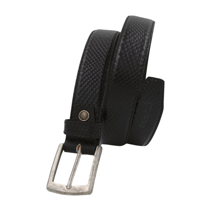 EverestWolf BlackMamba designer Leather Belt with Silver Buckle