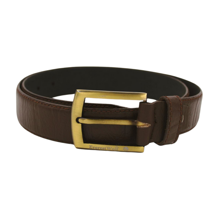 EverestWolf Sovereign Designer Leather Belt with Golden Buckle