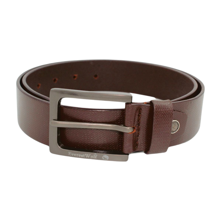 EverestWolf EliteEmbrace Designer Brown Leather Belt with Silver Buckle