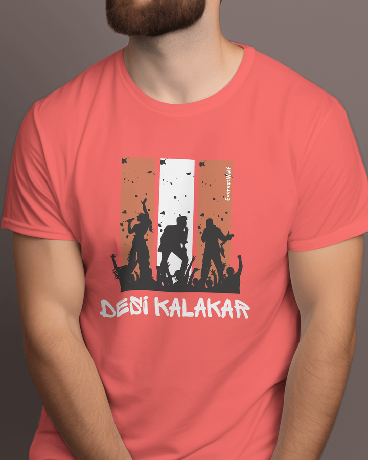 Digital Print Desi Kalakar Round Neck T-Shirts