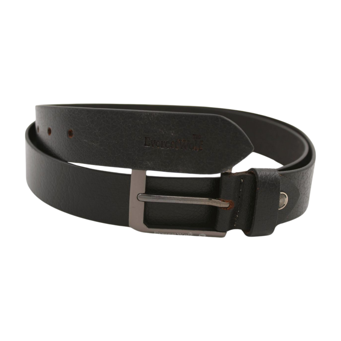 EverestWolf Zenith Designer Black Leather Belt with Grey Buckle