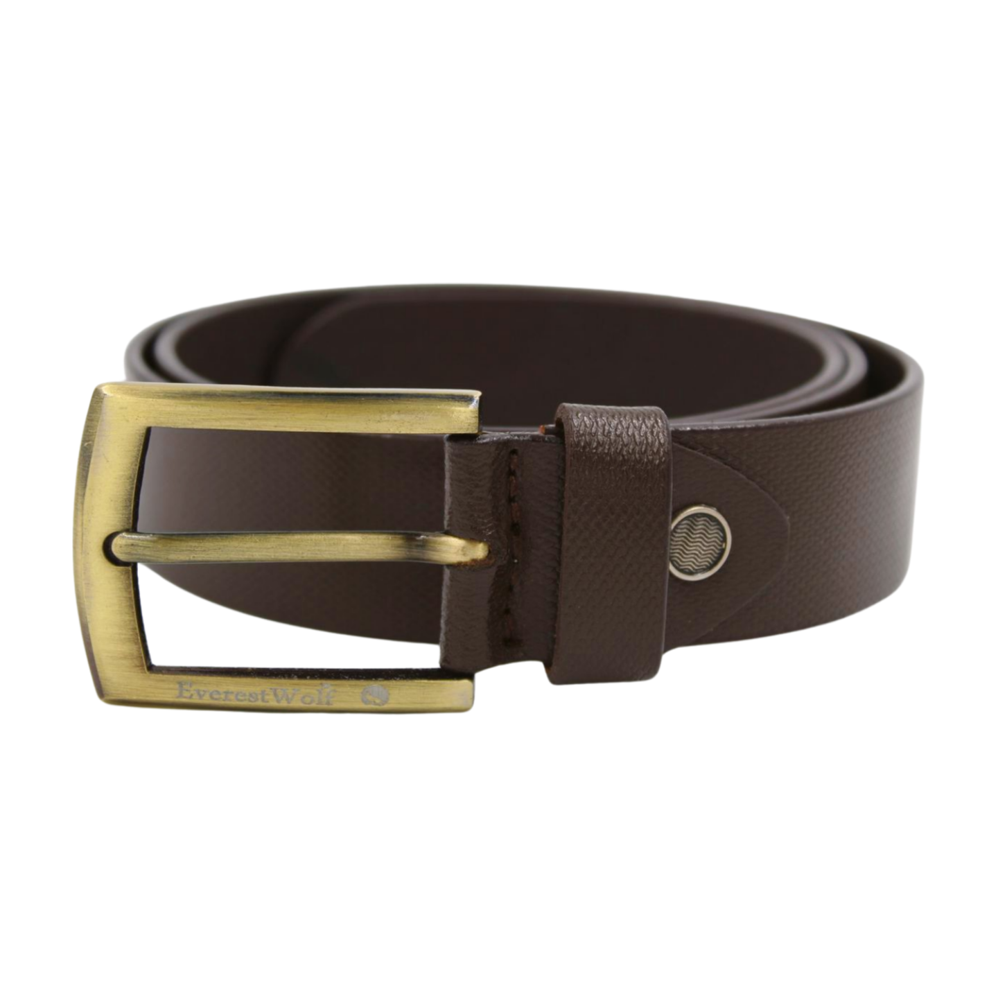 EverestWolf Lazerr Brown Leather Belt with Premium Golden Buckle