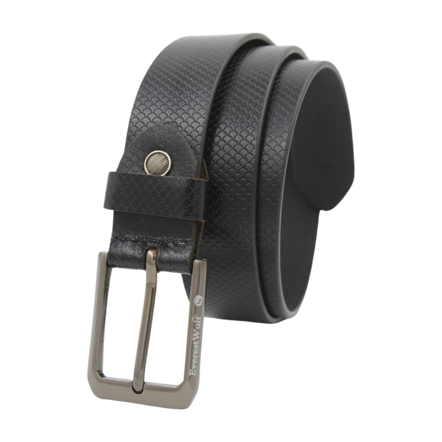 EverestWolf EleganTie Black Leather Belt with Silver Buckle