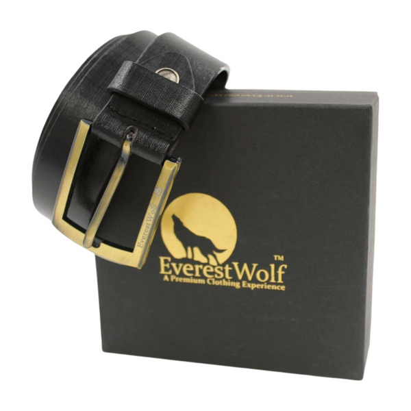 EverestWolf Ironclad Leather Belt with Golden Buckle