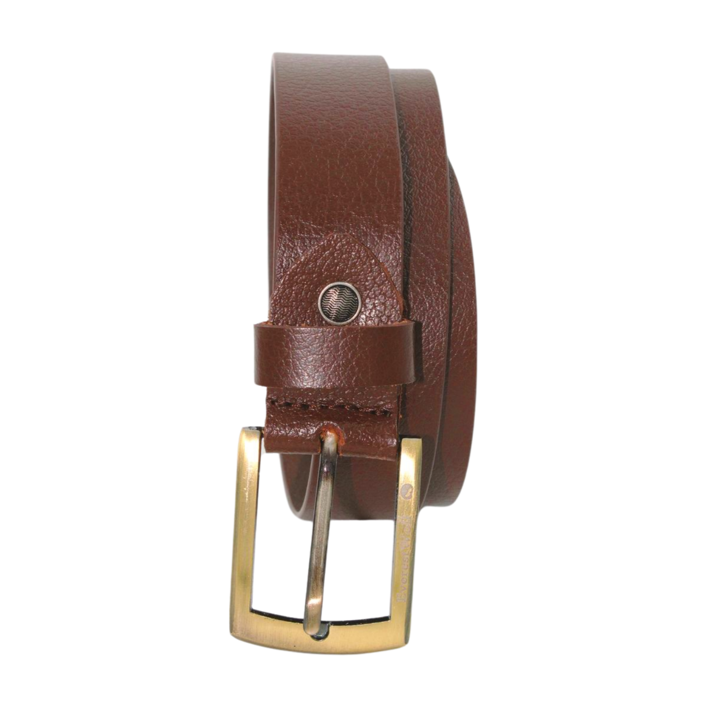 EverestWolf Grandeur snaky Brown Leather Belt with Golden Buckle