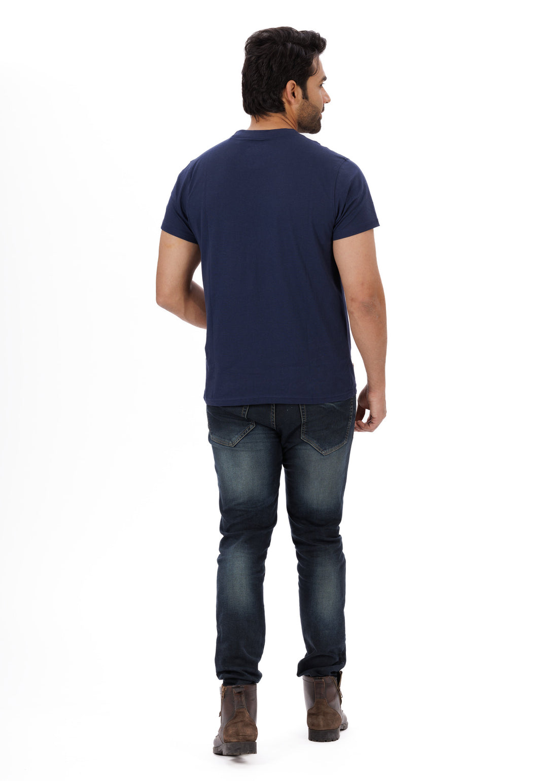 Sunset Wolf Blue Round Neck T-Shirt