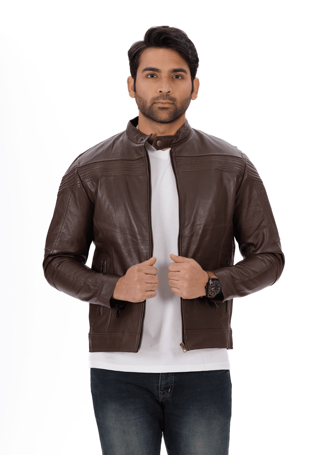 ShadowStreak Tan Genuine Leather Jacket