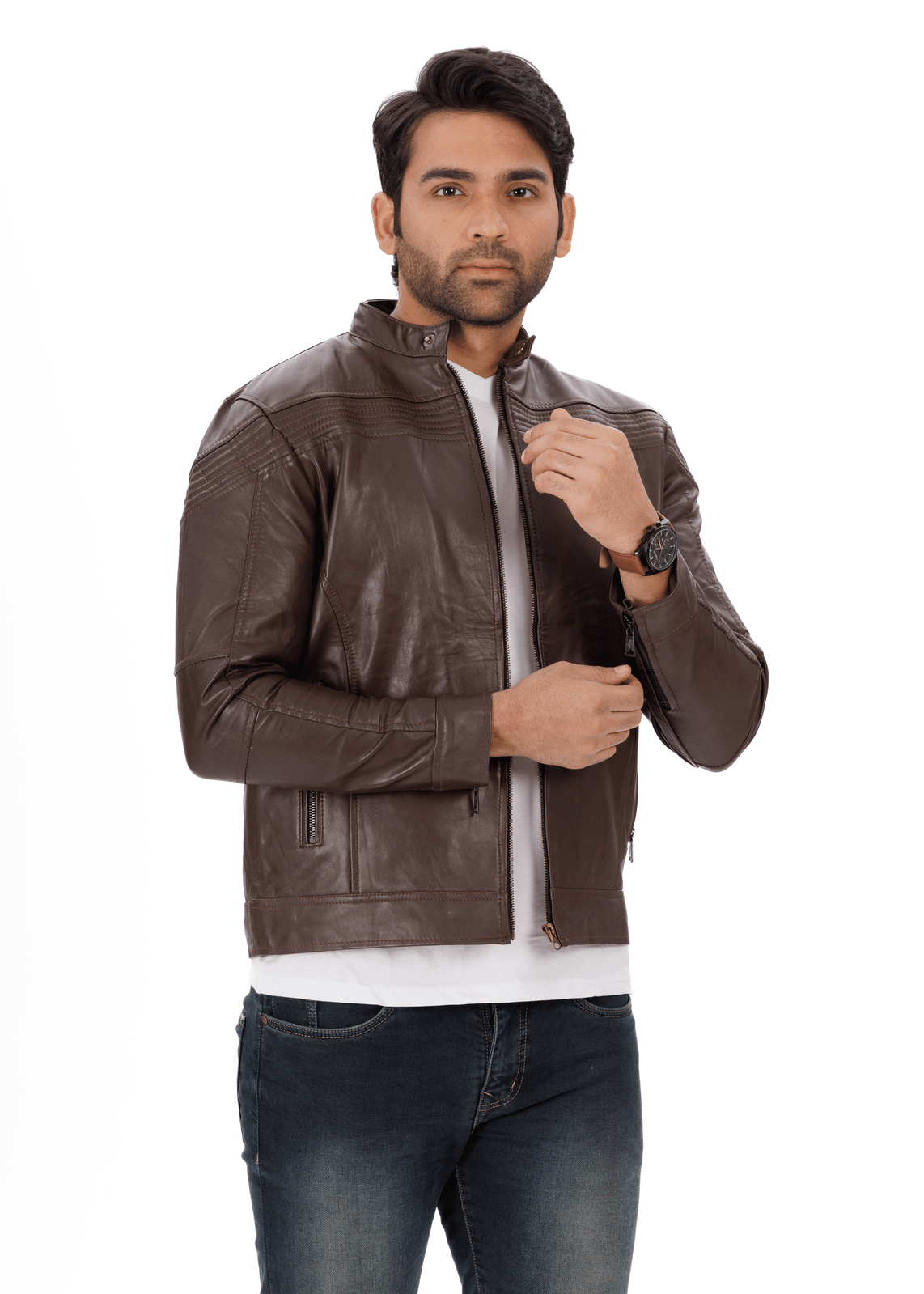 ShadowStreak Tan Genuine Leather Jacket