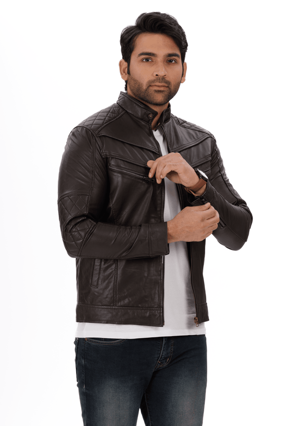 SportsFlex Black Genuine Leather Jacket