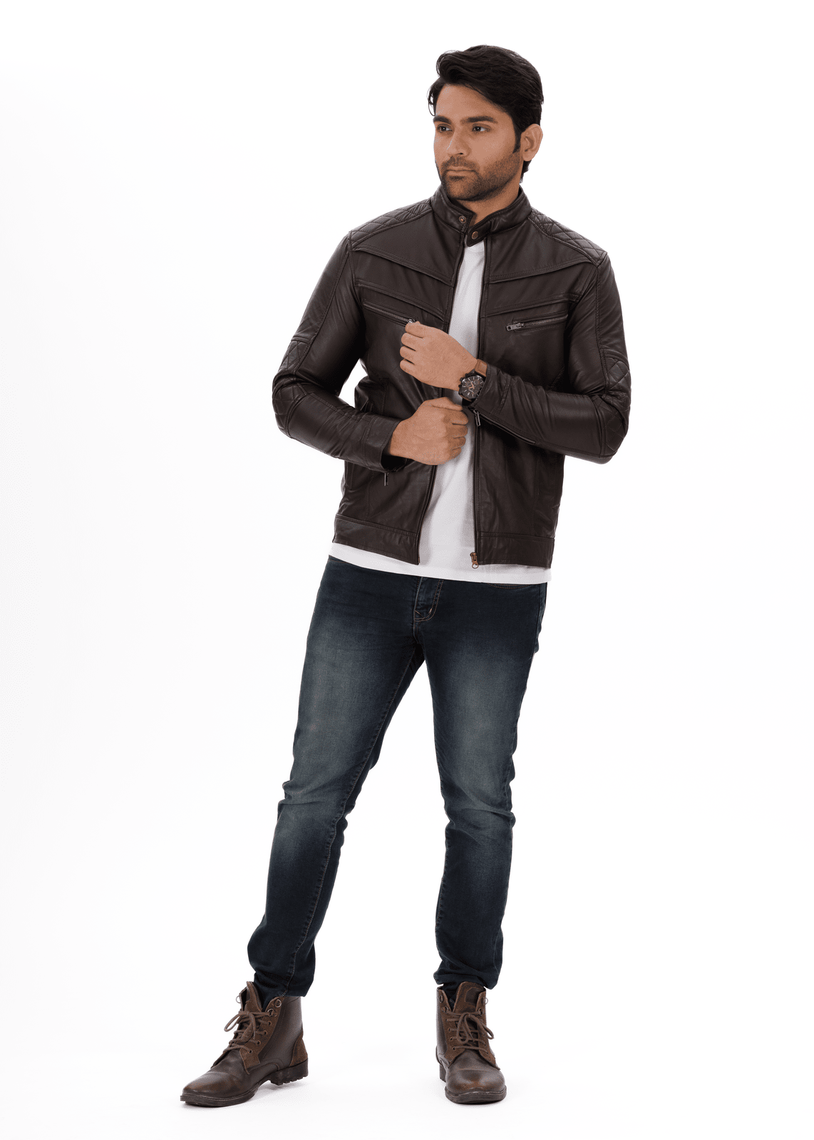 SportsFlex Black Genuine Leather Jacket