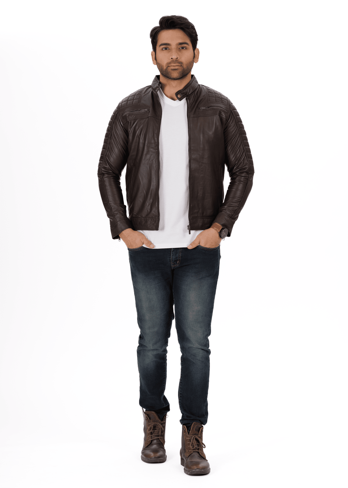 SportsFlex Black Genuine Leather Jacket