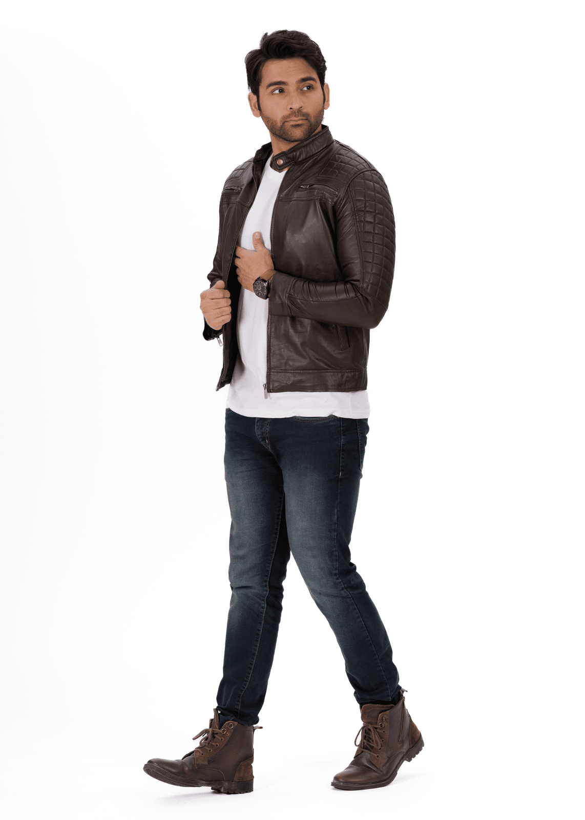 Grid Racer Black Genuine Leather Jacket