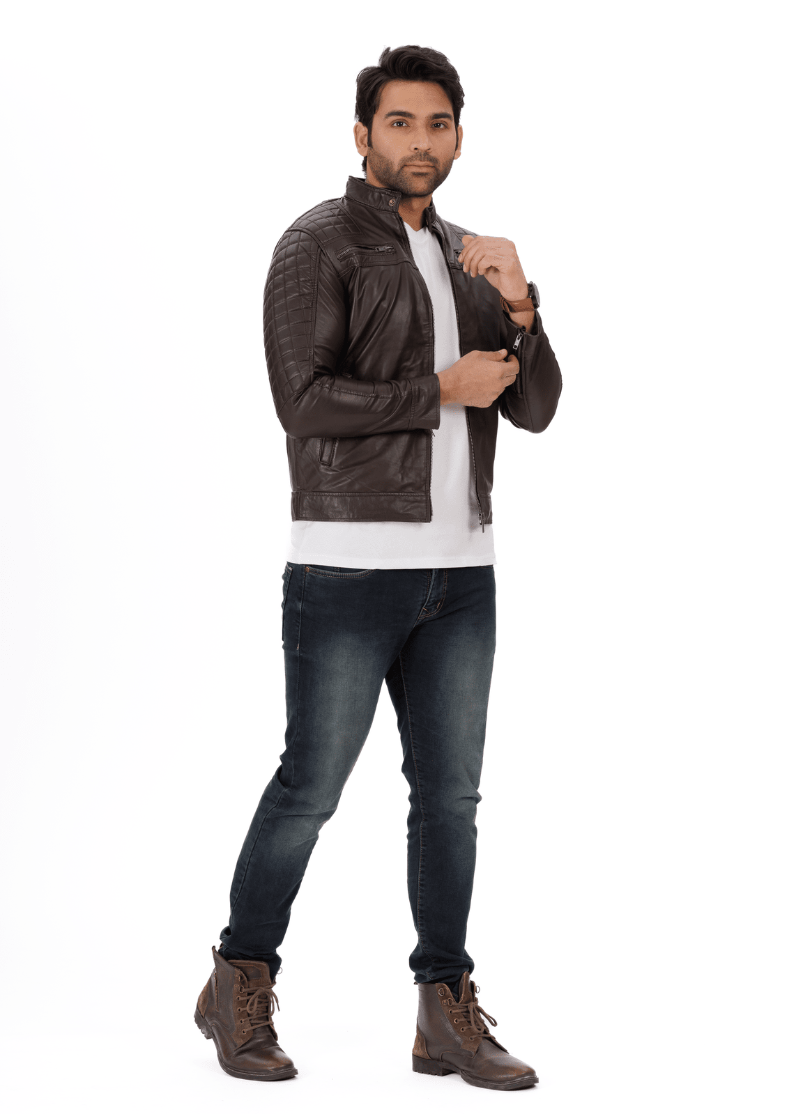 Grid Racer Black Genuine Leather Jacket