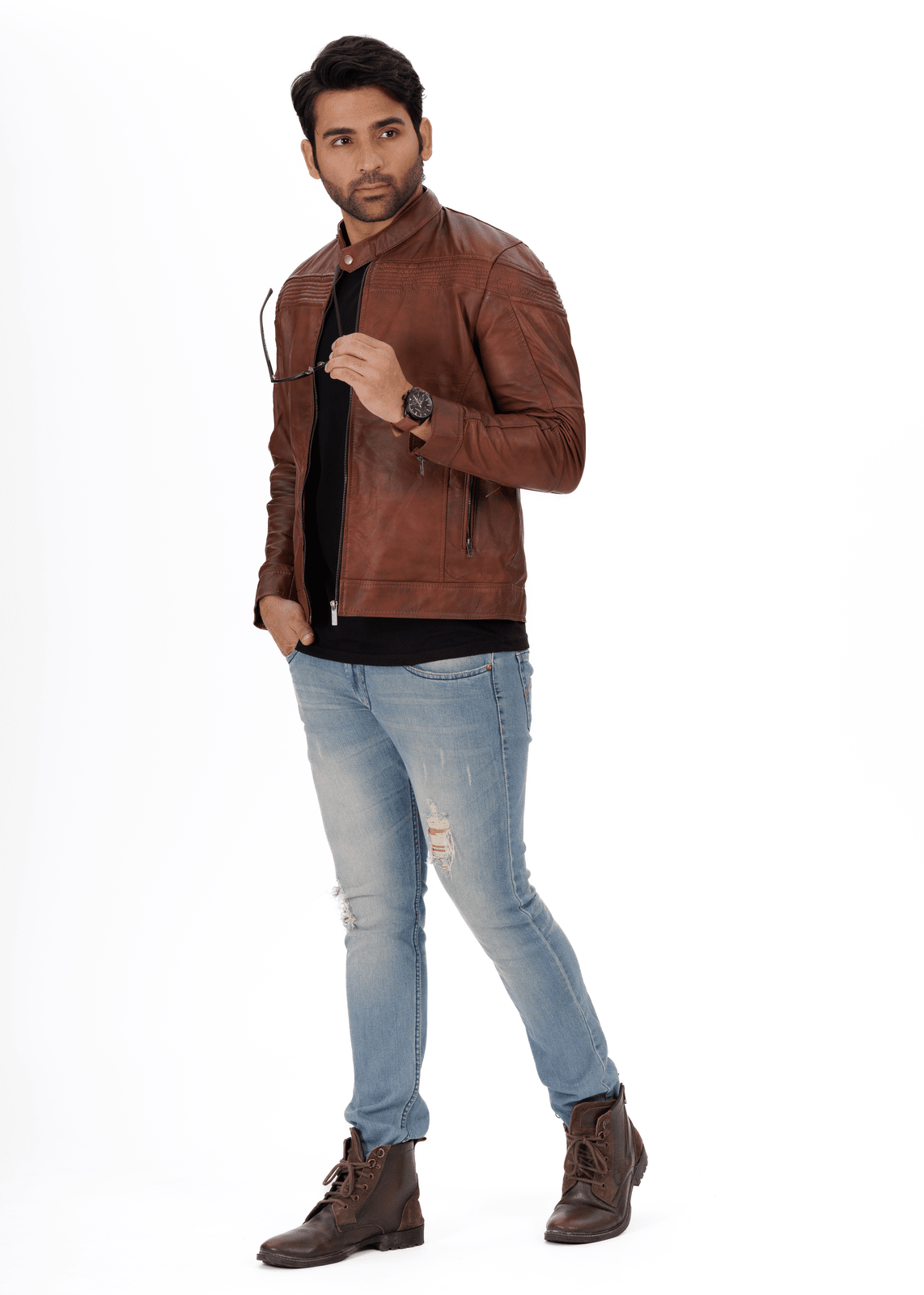 ShadowStreak Mud Brown Genuine Leather Jacket