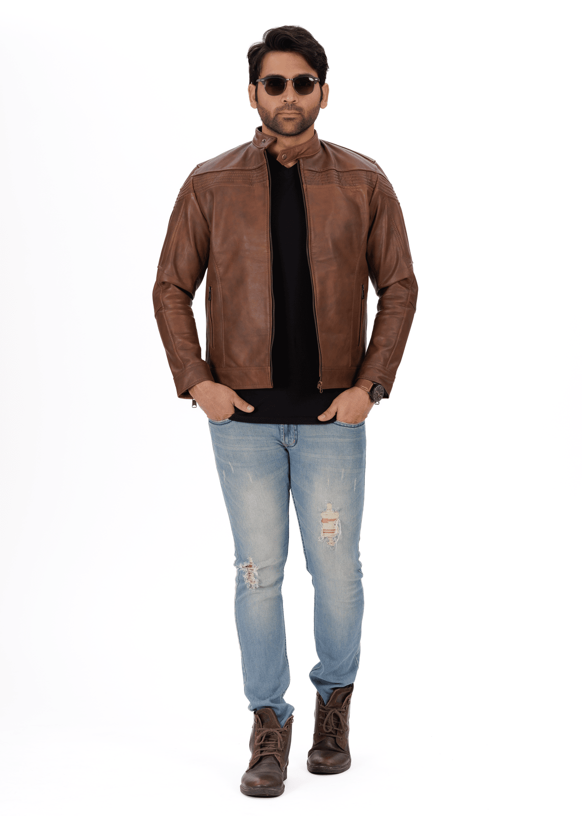 ShadowStreak Brown Genuine Leather Jacket