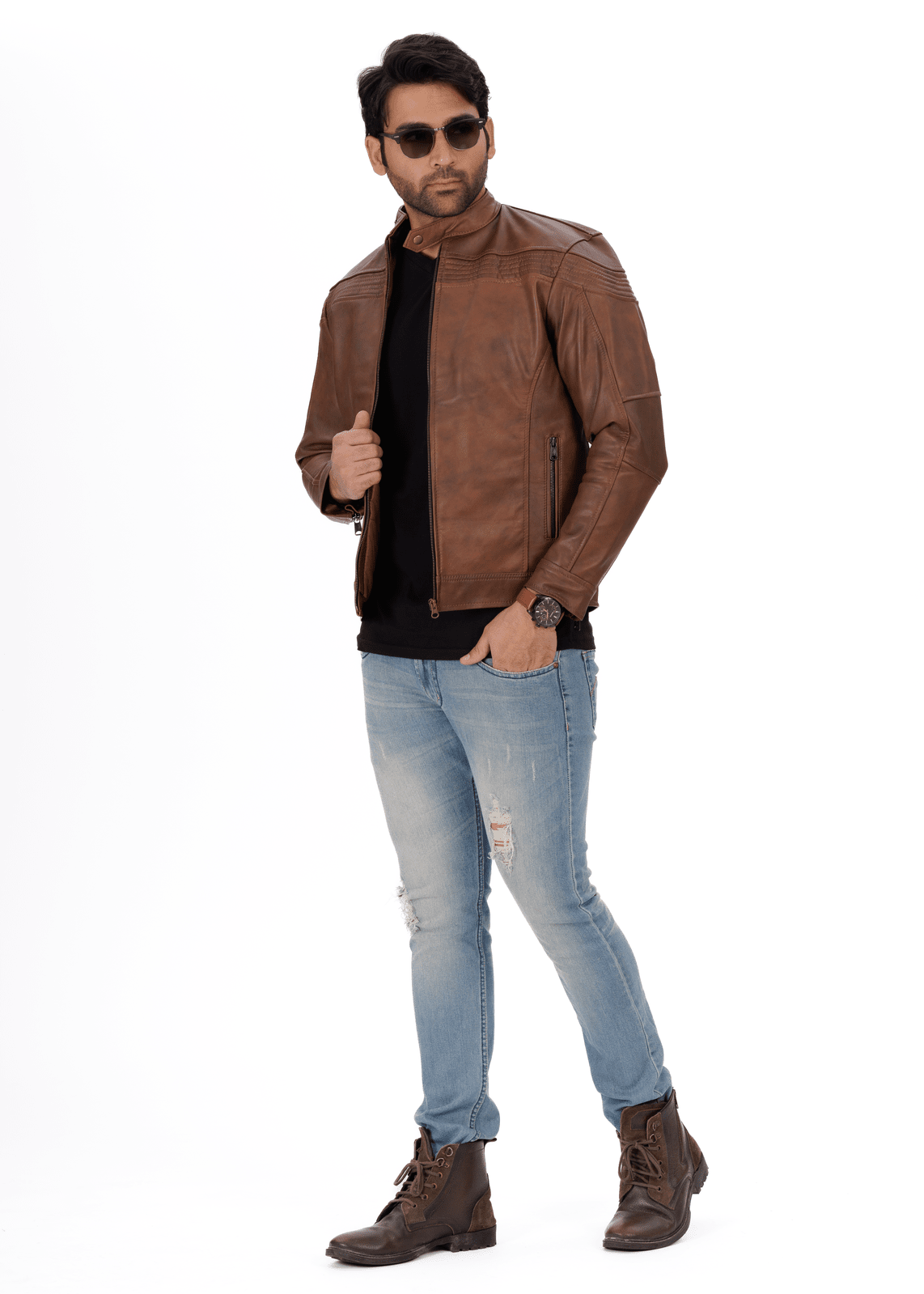 ShadowStreak Brown Genuine Leather Jacket