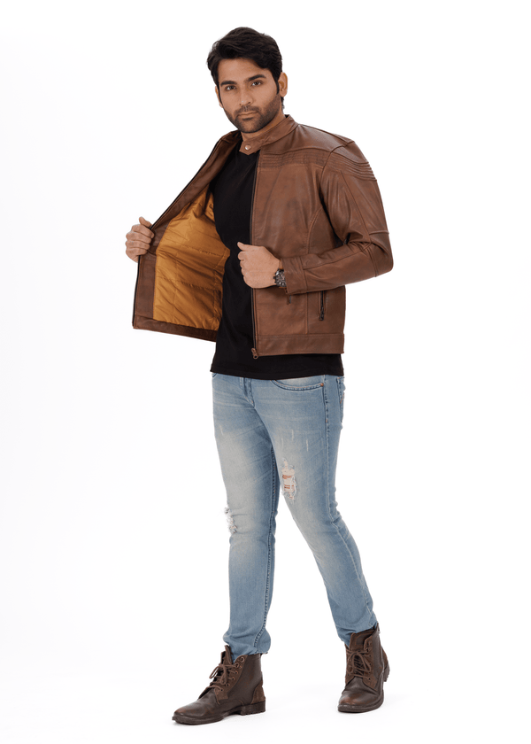 ShadowStreak Brown Genuine Leather Jacket