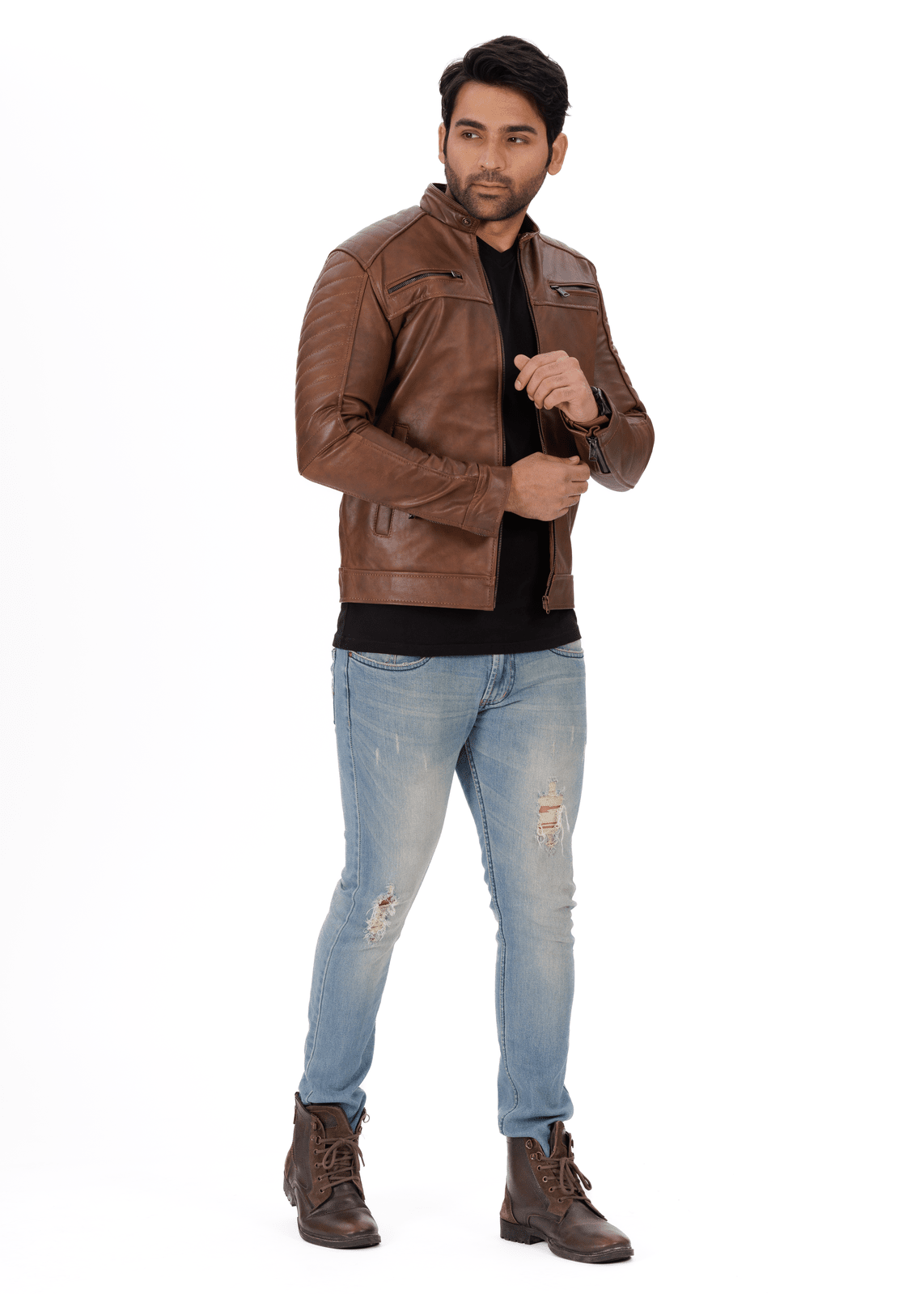 EverestWolf Armour Knight Brown Genuine Leather Jacket