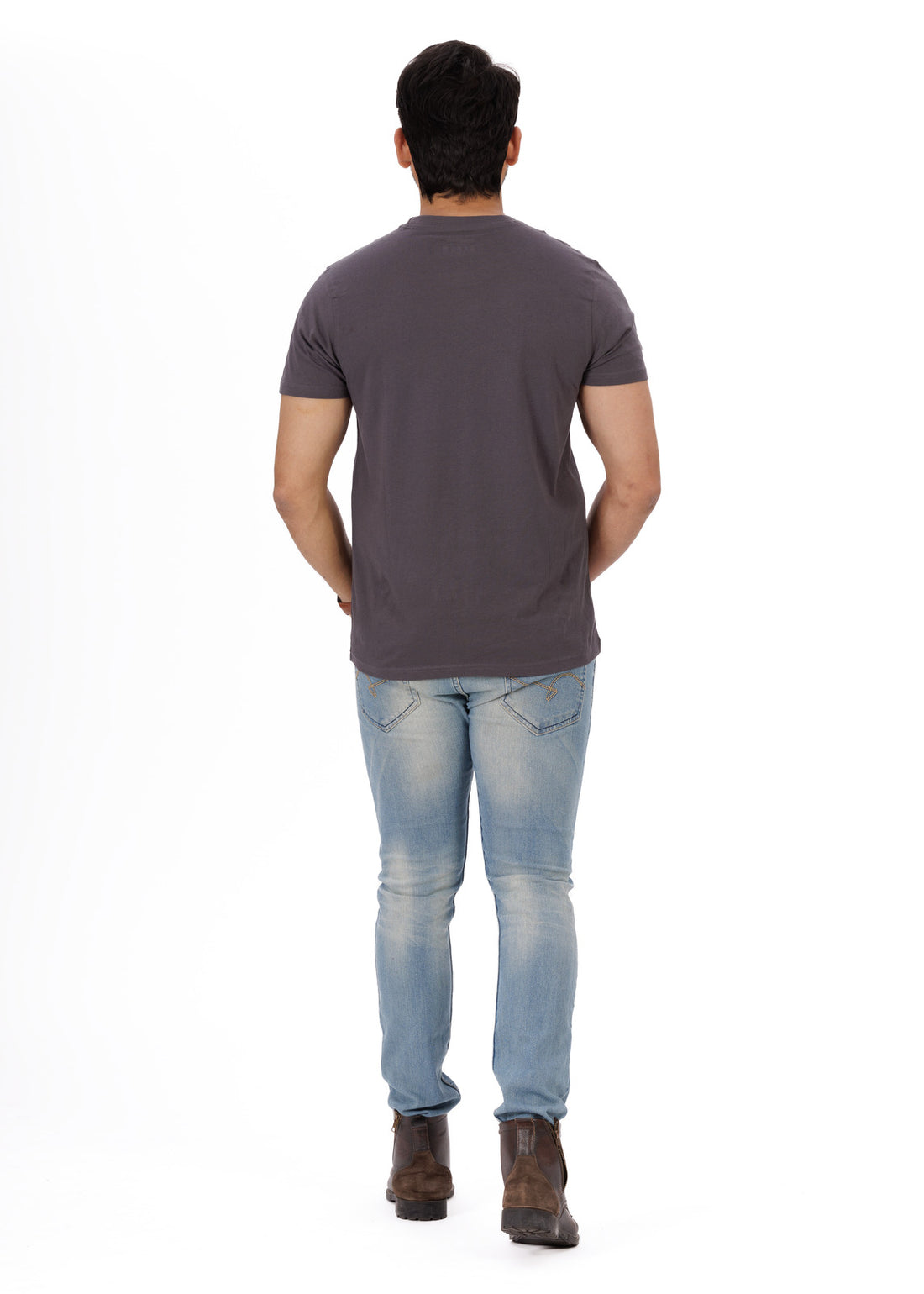 Sunset Wolf Grey Round Neck T-Shirt
