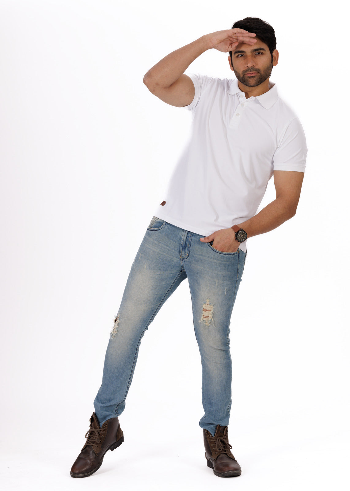 White Honeycomb Premium Polo T-Shirt