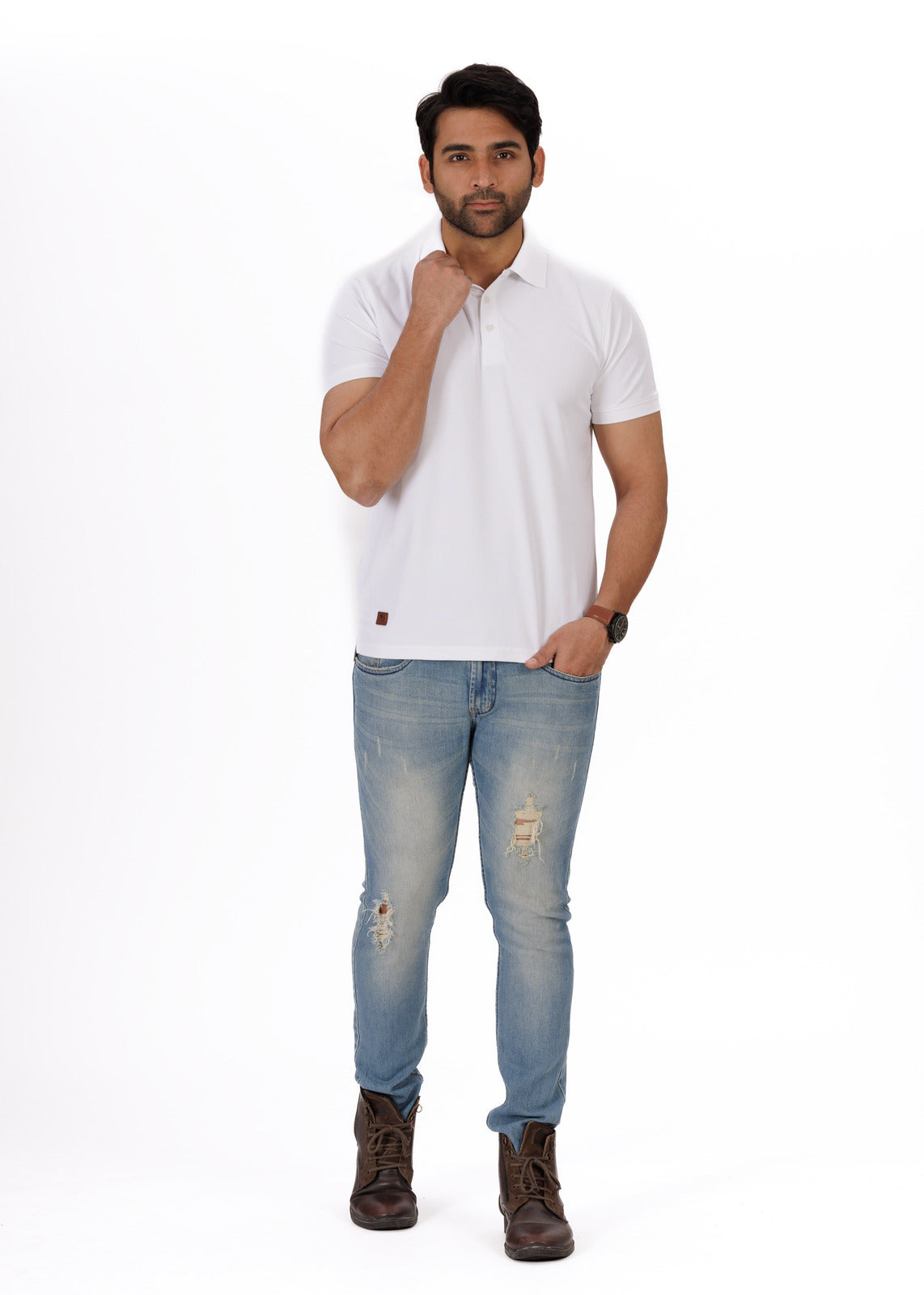 White Honeycomb Premium Polo T-Shirt