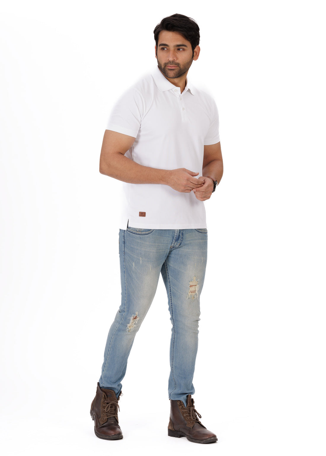 White Honeycomb Premium Polo T-Shirt
