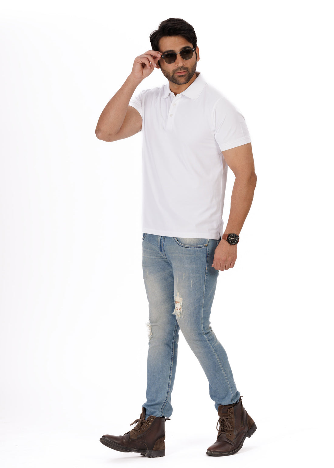 White Honeycomb Premium Polo T-Shirt