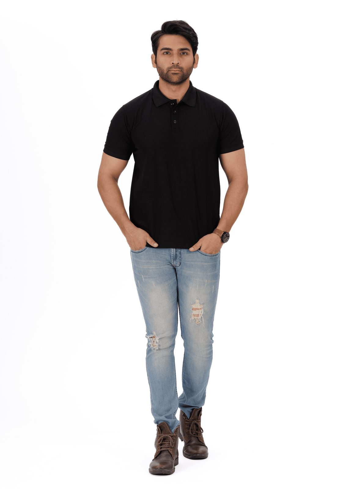 EverestWolf Black Honeycomb poleyster  Premium Polo T-Shirts