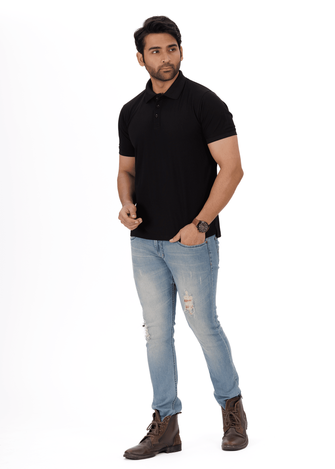 EverestWolf Black Honeycomb poleyster  Premium Polo T-Shirts