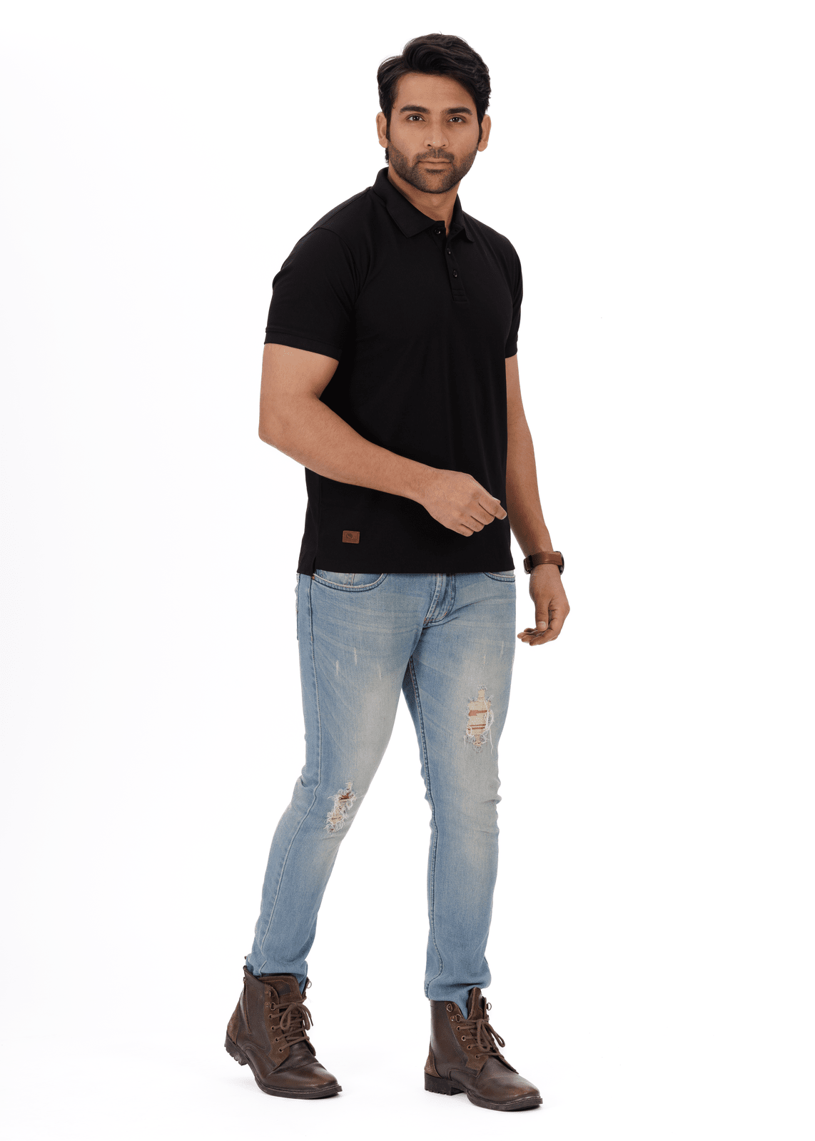 EverestWolf Black Honeycomb poleyster  Premium Polo T-Shirts