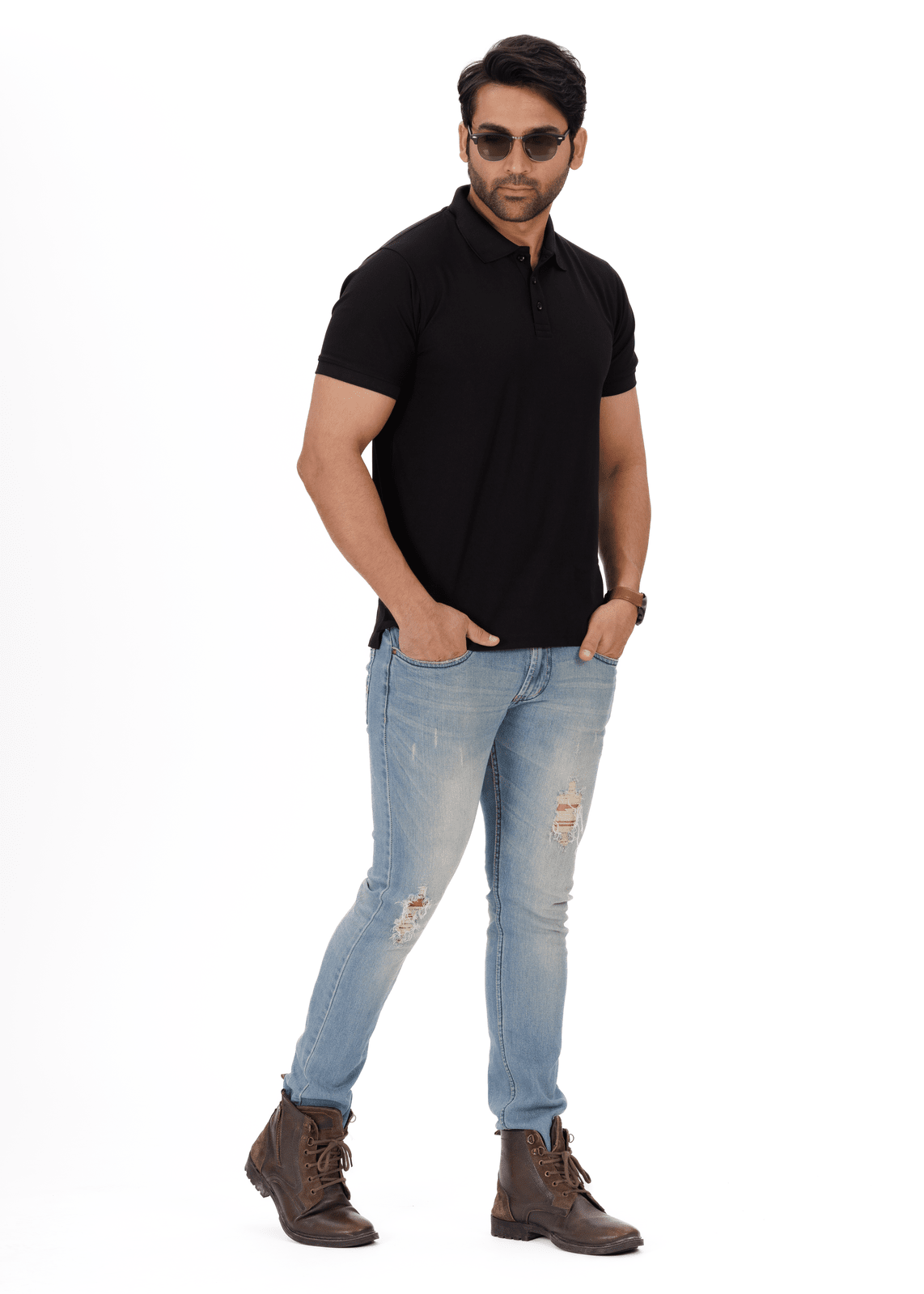 EverestWolf Black Honeycomb poleyster  Premium Polo T-Shirts