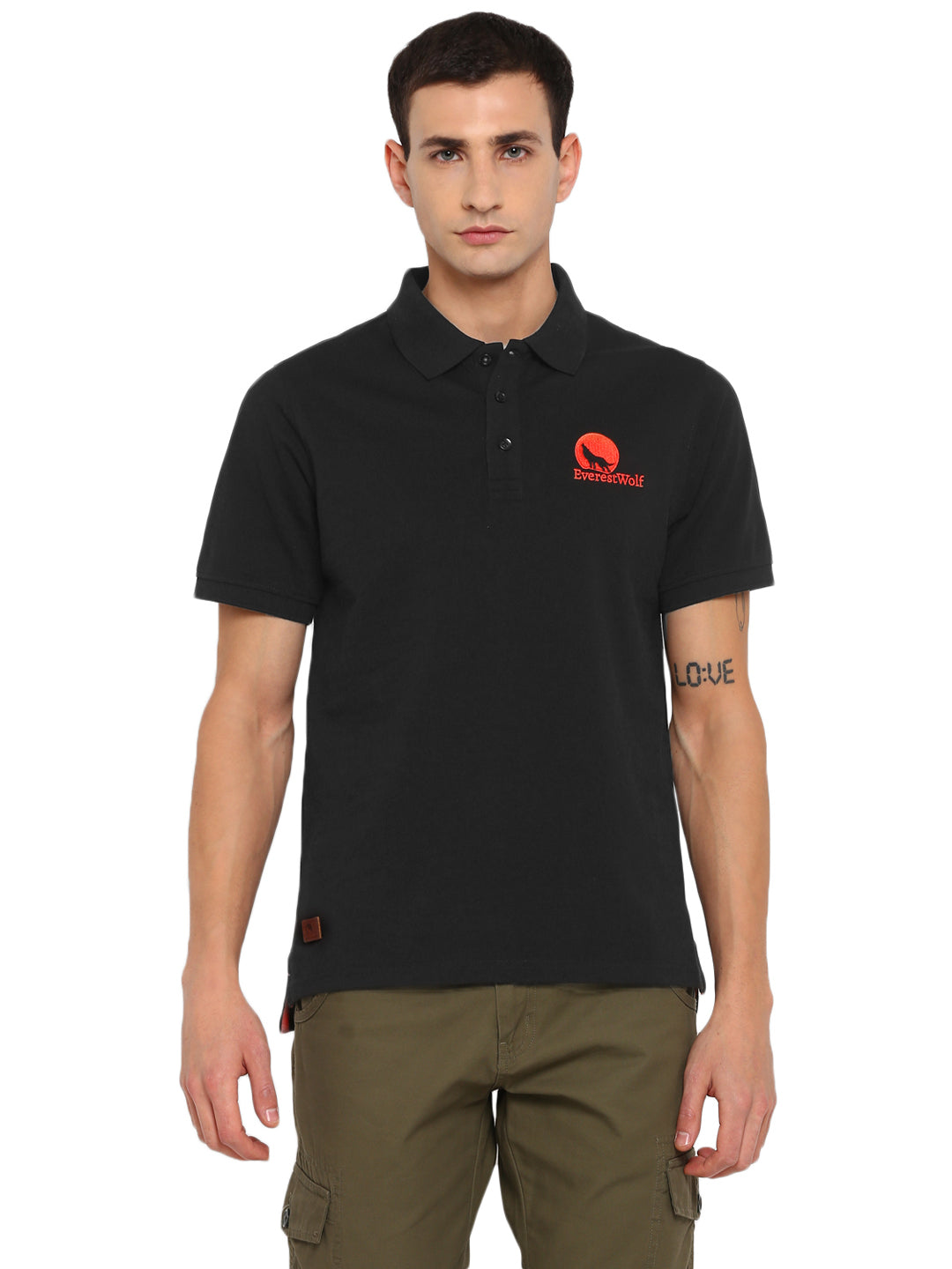 EverestWolf Premium Black Regular Fit soft-touch Polo T-Shirt
