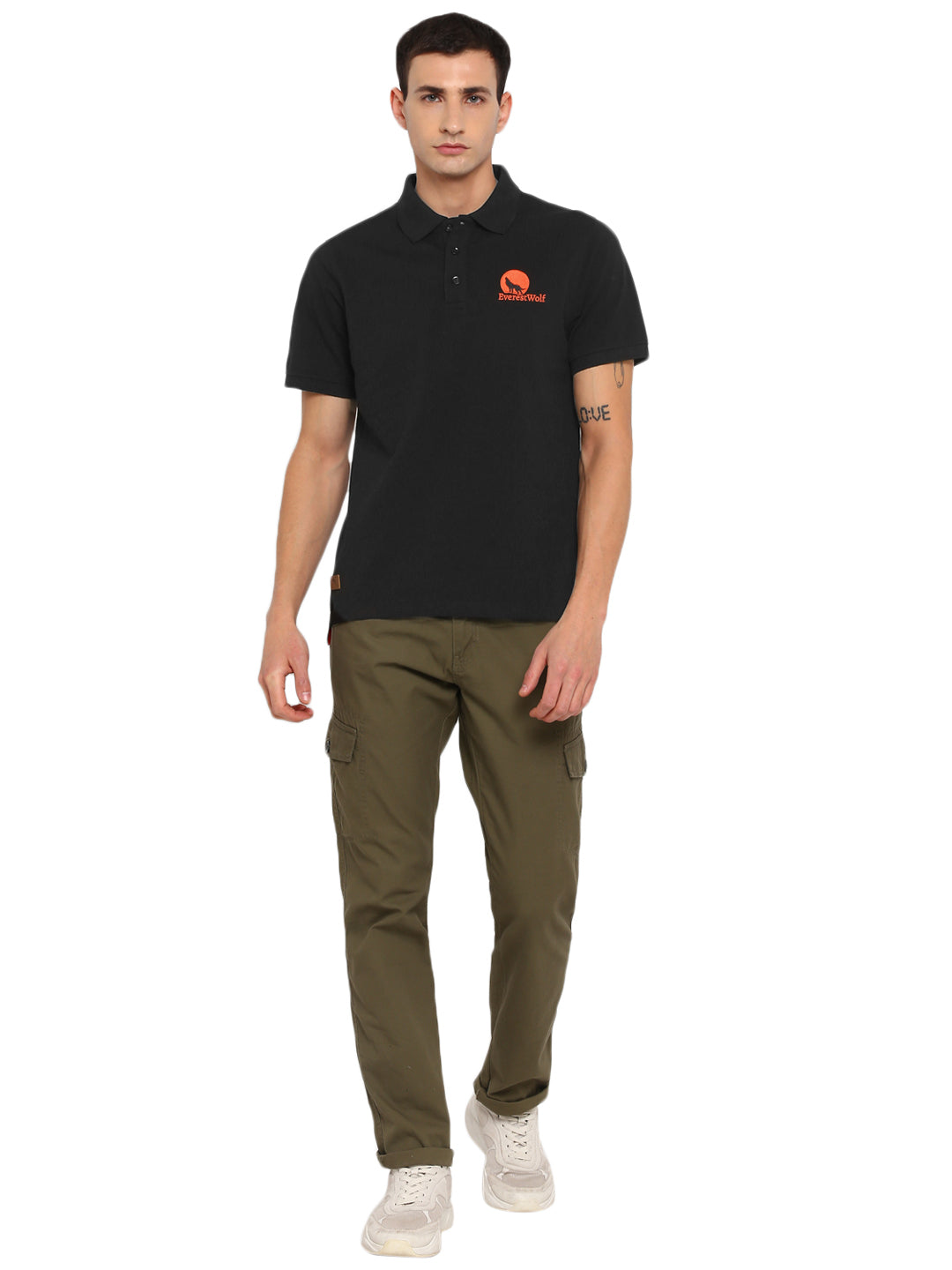 EverestWolf Premium Black Regular Fit soft-touch Polo T-Shirt