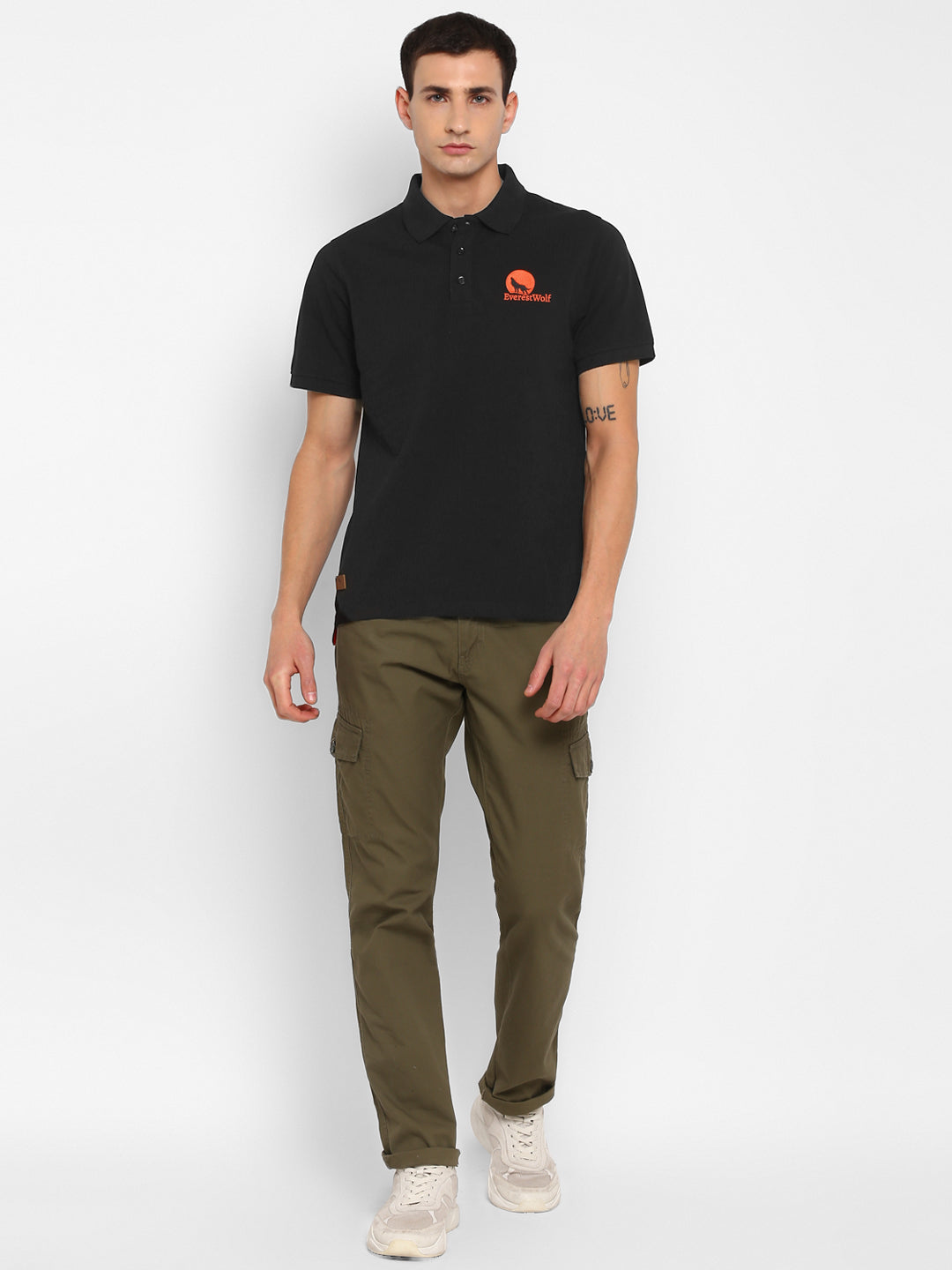 EverestWolf Premium Black Regular Fit soft-touch Polo T-Shirt