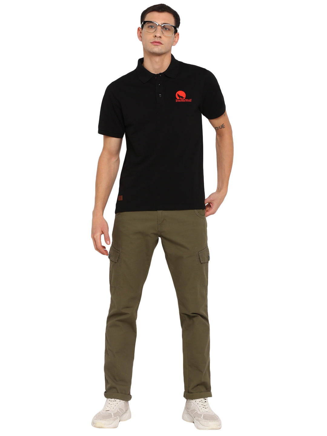 EverestWolf Premium Black Regular Fit soft-touch Polo T-Shirt