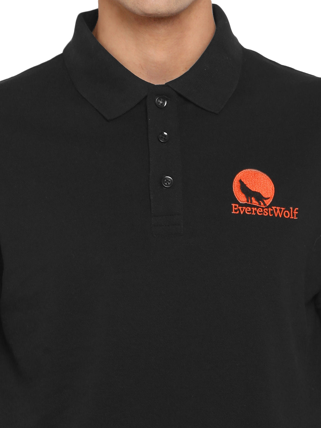 EverestWolf Premium Black Regular Fit soft-touch Polo T-Shirt
