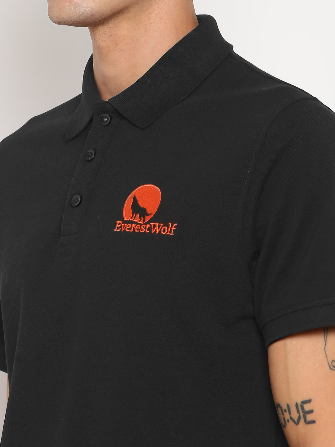 EverestWolf Premium Black Regular Fit soft-touch Polo T-Shirt