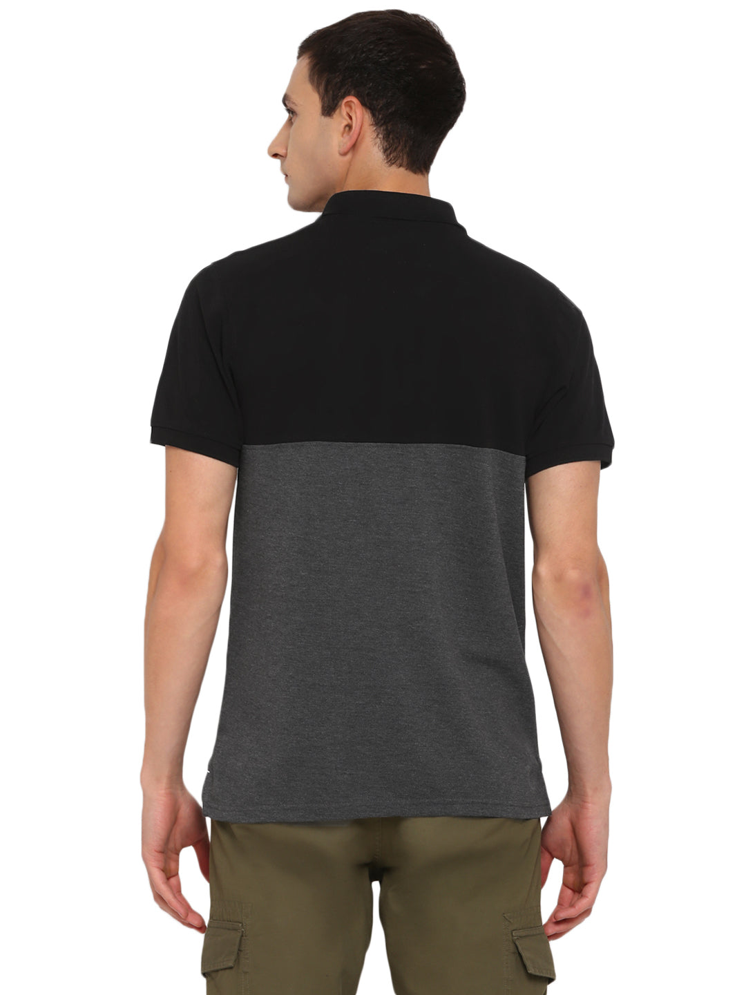 EverestWolf Black & Charcoal Melange Regular fit Soft touch cotton Polo T-Shirt