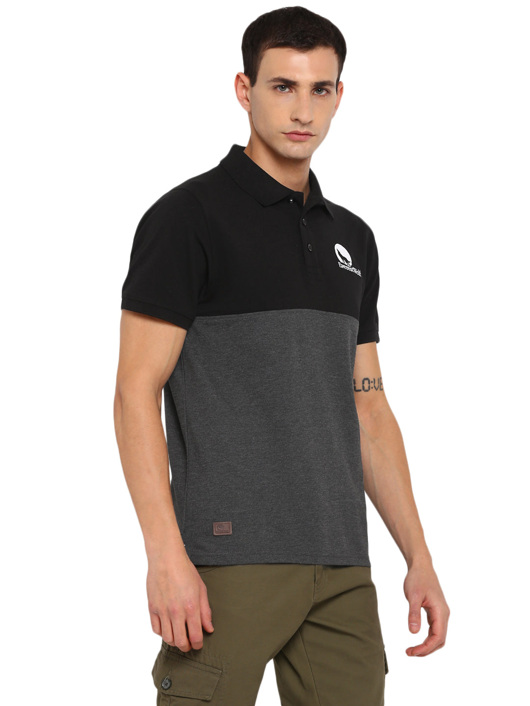 EverestWolf Black & Charcoal Melange Regular fit Soft touch cotton Polo T-Shirt