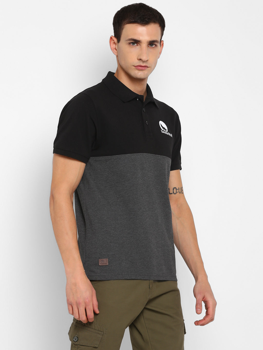 EverestWolf Black & Charcoal Melange Regular fit Soft touch cotton Polo T-Shirt