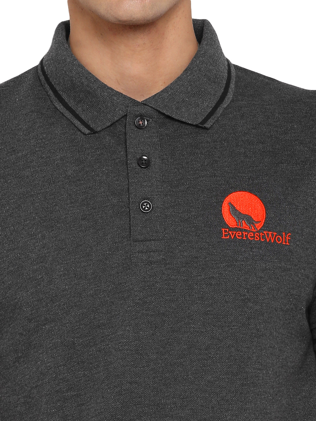 Grey Regular Fit Polo T-Shirt