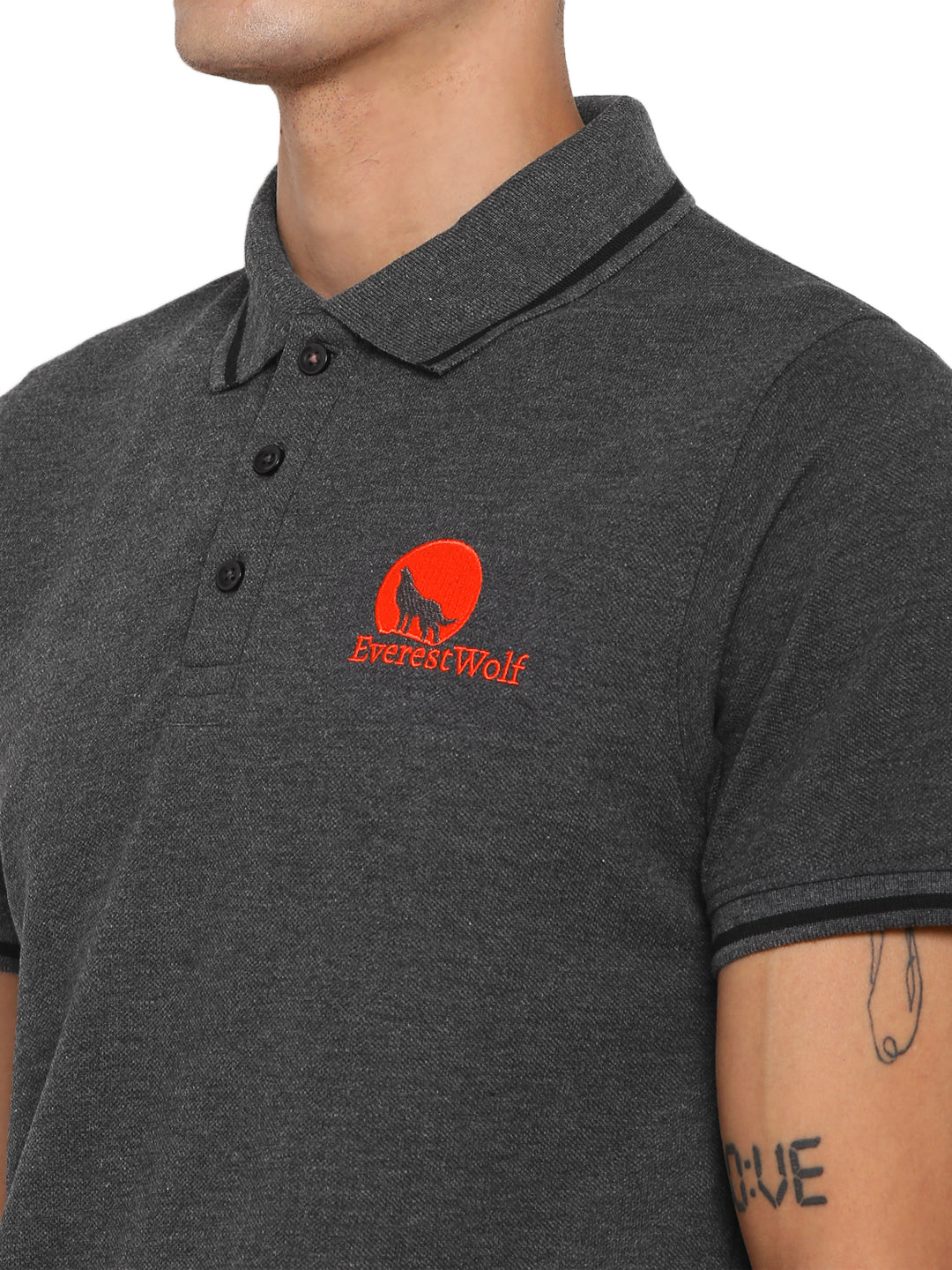 Grey Regular Fit Polo T-Shirt