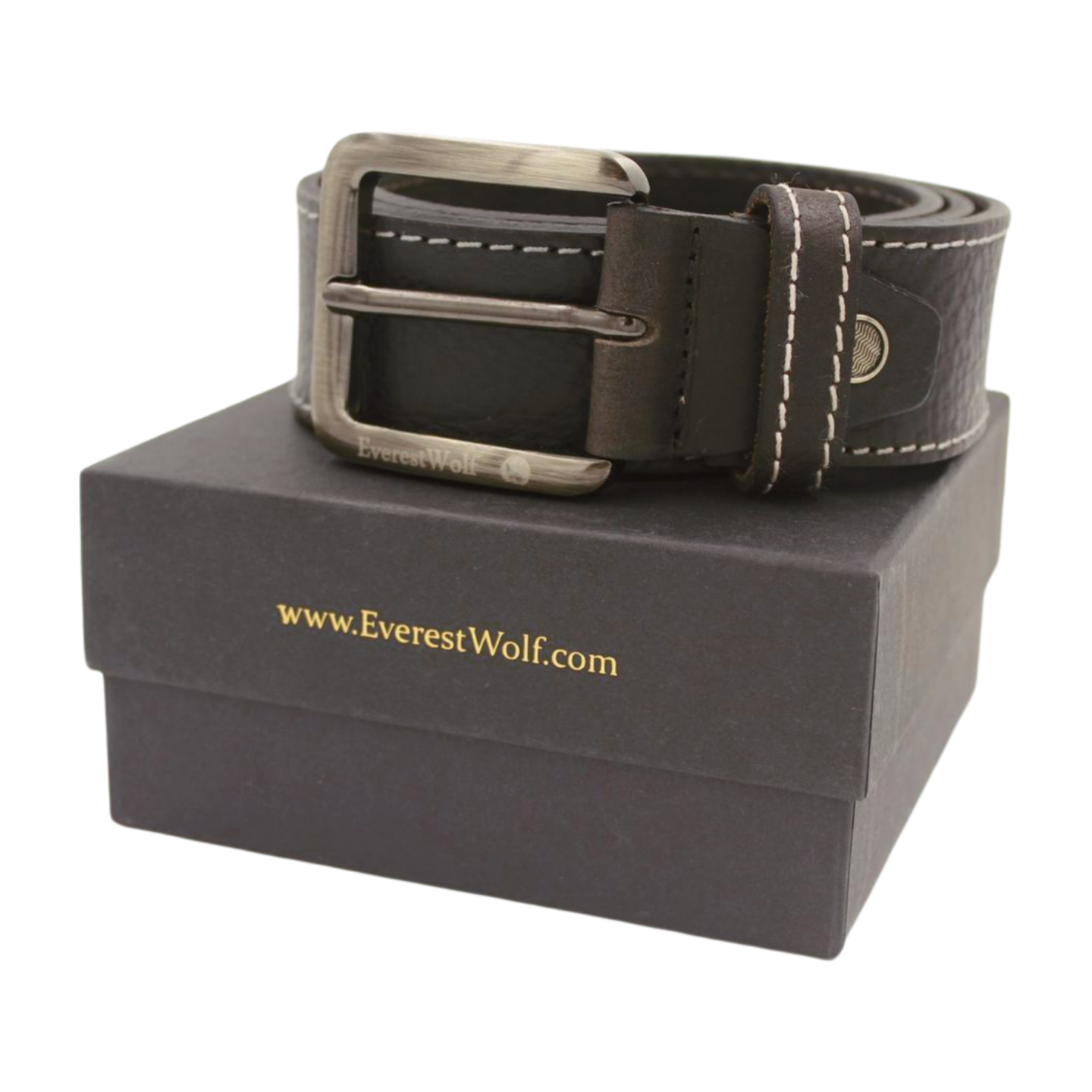 EverestWolf PureEclat Designer Leather Belt with Grey Buckle