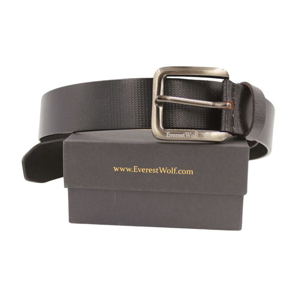 EverestWolf Inferno Leather Belt with Big Silver Buckle