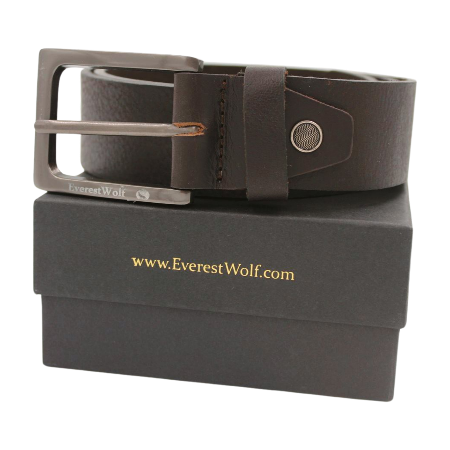 EverestWolf Epoch Designer Tan Leather Belt with Grey Buckle
