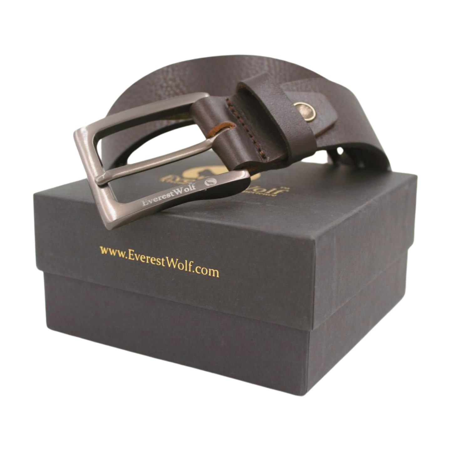 EverestWolf Epoch Designer Tan Leather Belt with Grey Buckle