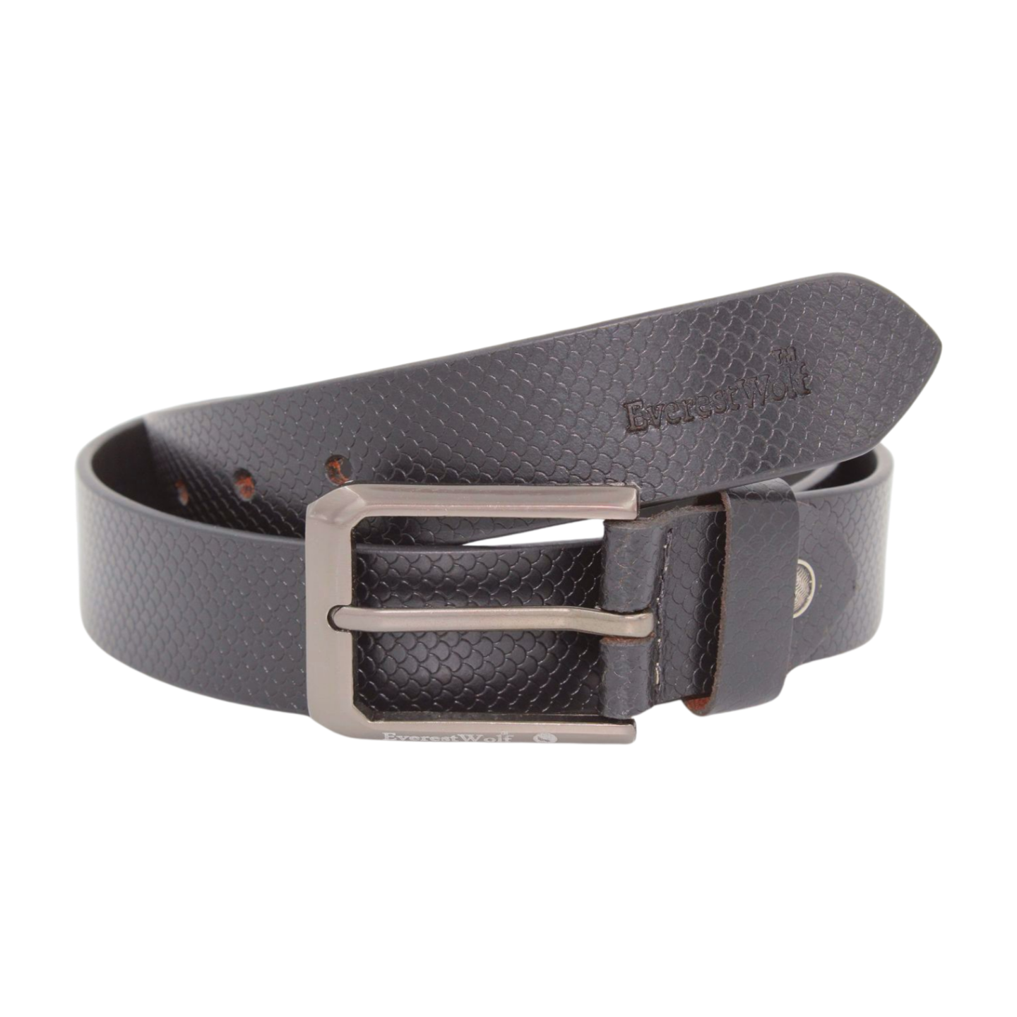 EverestWolf EleganTie Black Leather Belt with Silver Buckle